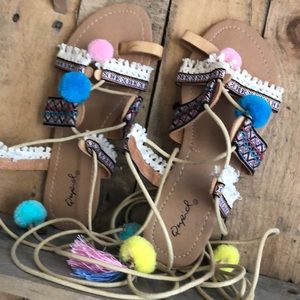 Qupid Boho wrap sandals